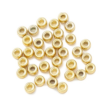 Plastic Plating Beads, Barrel, Golden Plated, 9x6.5mm, Hole: 3.7mm, about 1700pcs/500g