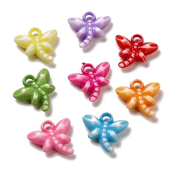 Opaque Acrylic Pendants, Craft Style, Dragonfly, Mixed Color, 17x17.5x5mm, Hole: 2.5mm, 892pcs/500g