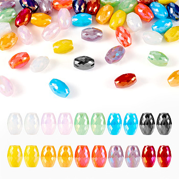 50Pcs 10 Styles Electroplate Glass Beads, Mixed Styles, Faceted, Oval, Mixed Color, 11~11.5x8mm, Hole: 1.2mm, 5pcs/style