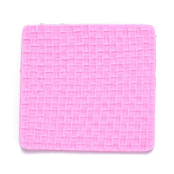 DIY Sweater Stitch Texture Food Grade Silicone Molds, Fondant Impression Mat Mold, for Cupcake Cake Decoration, Rectangle with Tartan Pattern, Hot Pink, 99x94x6mm