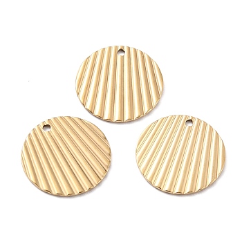 Ion Plating(IP) 316 Surgical Stainless Steel Charm, Manual Polishing, Flat Round, Golden, 15x0.8mm, Hole: 1mm