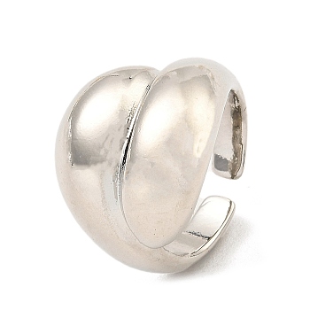 Rack Plating Brass Teardrop Open Cuff Rings for Women, Cadmium Free & Lead Free, Platinum, US Size 7 1/2(17.7mm)