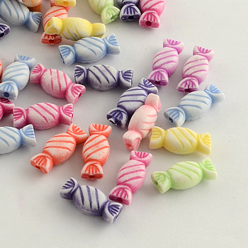 Craft Style Acrylic Beads, Candy, Mixed Color, 7x15x5mm, Hole: 2mm, about 1200pcs/500g
