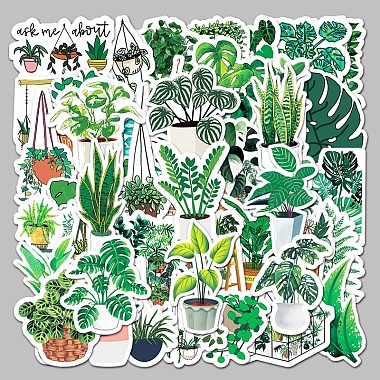 50Pcs 50 Styles Plant Theme Waterproof PVC Plastic Stickers(STIC-PW0001-375)-3