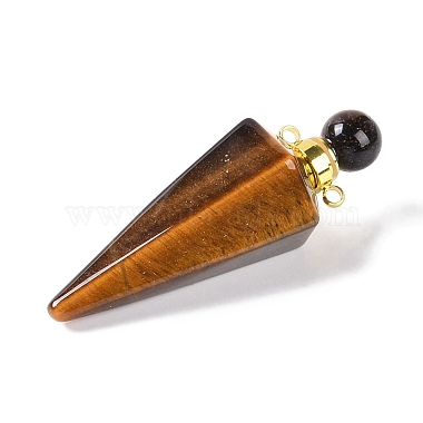 Natural Tiger Eye Faceted Cone Openable Perfume Bottle Big Pendants(G-L524-18G-08)-2