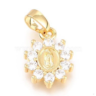 Real 18K Gold Plated Clear Flower Brass+Cubic Zirconia Pendants