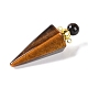 Natural Tiger Eye Faceted Cone Openable Perfume Bottle Big Pendants(G-L524-18G-08)-2