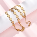 304 Stainless Steel Textured Square Link Chain Necklaces for Women, Golden, 15.43 inch(39.2cm)(NJEW-K299-02G)