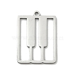 201 Stainless Steel Pendants, Piano Key Charms, Stainless Steel Color, 21x15x1mm, Hole: 1.4mm(STAS-B136-07P)