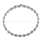 304 Stainless Steel Coffee Bean Chain Bracelets for Men Women, Stainless Steel Color, 8-1/2 inch(21.5cm)(FS-WG2046E-03)