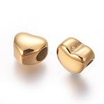 304 Stainless Steel European Beads, Ion Plating (IP), Large Hole Beads, Heart, Golden, 10.5x11.3~11.5x8.1~8.3mm, Hole: 5mm(X-STAS-E452-50G)
