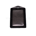 Rectangle Fiber ID Card Holder, with Resin Rhinestone, for Business Id Card , Black, 112x72x5mm, Hole: 13x4mm(AJEW-WH0245-70B)