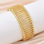 Hollow Brass Cuff Bangles for Women, Long-Lasting Plated, Rack Plating, Cadmium Free & Lead Free, Real 18K Gold Plated, Inner Diameter: 2.20x2.40 inch(5.6x6.1cm) (BJEW-C157-03G)
