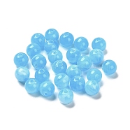 Imitation Jade Acrylic Beads, Round, Light Sky Blue, 8mm, Hole: 1.8mm, about 1886pcs/500g(MACR-G066-01A)