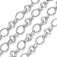Alloy & Iron Link Chain, with Spool, Cadmium Free & Nickel Free & Lead Free, Unwelded, Platinum, Oval Link: 15x11x2mm, Oval Link: 10x6x2mm, Ring Link: 9.5x2mm, about 32.8 Feet(10m)/roll(LCHA-S001-005-NR)