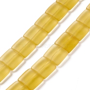 Transparent Frosted Glass Beads Strands, Square, Gold, 12x12x4.5mm, Hole: 1mm, about 50pcs/strand, 23.23''~24.02''(59~61cm)(FGLA-S001-01A)