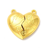 Alloy Magnetic Clasps, for Pendants Making, Heart, Golden, 25.5x25x6mm, Hole: 1.6mm, Half: 25.5x13x6mm(FIND-H031-03G)