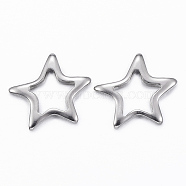304 Stainless Steel Links, Star, Stainless Steel Color, 16x17x2mm, Hole: 8x8mm(X-STAS-H401-42P)