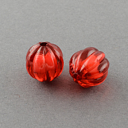 Transparent Acrylic Beads, Bead in Bead, Round, Pumpkin, FireBrick, 22mm, Hole: 3mm, about 140pcs/500g(TACR-S089-22mm-15)