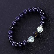 Capricorn Round Synthetic Blue Goldstone & Natural Gems Stretch Bracelets for Women Men(EA3132-11)