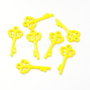 Opaque Acrylic Big Pendants, Love Key, Yellow, 62x29x4.5mm, Hole: 4mm, about 205pcs/500g(SACR-S066-7)