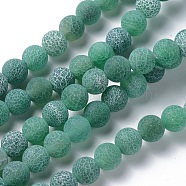 Natural Crackle Agate Beads Strands, Dyed, Round, Grade A, Green, 8mm, Hole: 1mm, about 50pcs/strand, 14 inch(G-G055-8mm-4)