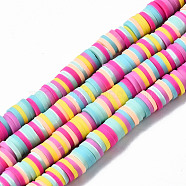 Handmade Polymer Clay Beads Strands, for DIY Jewelry Crafts Supplies, Heishi Beads, Disc/Flat Round, Colorful, 6x0.5~1mm, Hole: 1.8mm, about 290~320pcs/strand, 15.75 inch~16.14 inch(40~41cm)(CLAY-R089-6mm-137)