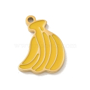 304 Stainless Steel Enamel Pendants, Golden, Fruit Charm, Banana, 14.5x11x1.5mm, Hole: 1.4mm(STAS-I322-84A-G)