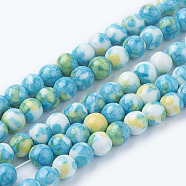 Synthetic Ocean White Jade Beads Strands, Round, Dyed, Turquoise, about 4mm in diameter, hole: 0.8mm, 93pcs/strand(G-B367-1)