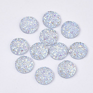 Resin Cabochons, Imitation Druzy Agate, Flat Round, AB Color Plated, Lilac, 12x3mm(CRES-Q191-HA027-1)