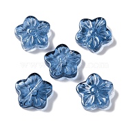 Baking Paint Glass Beads, Flower, Medium Blue, 12.5x13x4.5mm, Hole: 1.2mm(GLAA-S202-06A)