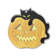 Halloween Theme Opaque Acrylic Pendants, Cat Shape, 41.5x44.5x2.5mm, Hole: 1.5mm(SACR-Z005-08A)