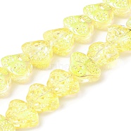 Transparent Electroplate Glass Beads Strands, Rainbow Plated, Skull Head, Yellow, 13x10x6mm, Hole: 1mm, about 65pcs/strand, 25.59''(65cm)(EGLA-F158-HP01-A)