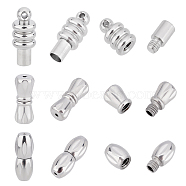 DICOSMETIC 12 Sets 3 Style 304 Stainless Steel Screw Clasps, Mixed Shape, Stainless Steel Color, 12.5~16x5~6.5mm, Hole: 0.7~3mm, 4 sets/style(STAS-DC0001-15)