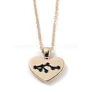 Golden Plated Heart with Constellation/Zodiac Sign Alloy Enamel Pendant Necklaces, Black, Leo, 17.2~17.63 inch(43.7~44.8cm)(NJEW-H214-A08-G)