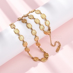 304 Stainless Steel Textured Square Link Chain Necklaces for Women, Golden, 15.43 inch(39.2cm)(NJEW-K299-02G)