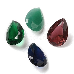Pointed Back Glass Rhinestone Cabochons, Teardrop, Faceted, Mixed Color, 13x9x5mm(GLAA-B012-32C)