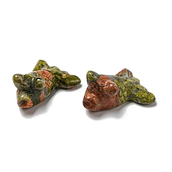 Natural Unakite Carved Healing Goldfish Figurines, Reiki Energy Stone Display Decorations, 21.5x29~29.5x37~39mm(DJEW-D012-08H)
