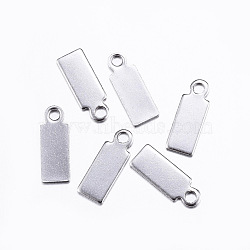 304 Stainless Steel Pendant End Piece, Stamping Blank Tag Charms, Rectangle, Stainless Steel Color, 11x4mm, Hole: 1.5mm(STAS-E127-07P)