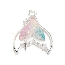 Rack Plating Alloy Resin Pendants, Fishtail, Colorful, 18x15x4mm, Hole: 1.8mm(FIND-Q116-02S-05)