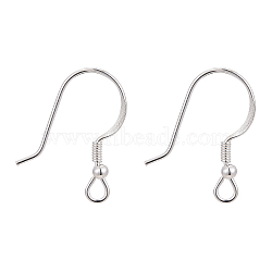 925 Sterling Silver Earring Hooks, Silver, 18x9mm, Hole: 2mm, 24 Gauge, Pin: 0.7mm(STER-G011-02)