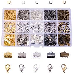 Basic Jewelry Findings with Brass Lobster Clasp Iron Jump Rings Ribbon Ends for Jewelry Making, About 1400 Pcs/box(IFIN-PH0009-01)