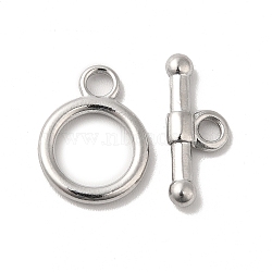 304 Stainless Steel Toggle Clasps, Ring, Stainless Steel Color, Ring: 15.5x12x2mm, Hole: 2mm, Bar: 17x7x3mm, Hole: 2.5mm(X-STAS-H212-19P)