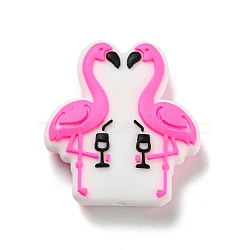 Food Grade Eco-Friendly Silicone Focal Beads, Flamingo, Flamingo Shape, 28x25x7mm, Hole: 3mm(SIL-M003-01D)