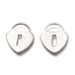 Non-Tarnish 201 Stainless Steel Pendants, Heart Lock, Stainless Steel Color, 19x16.5x1.5mm, Hole: 9.5x5mm(STAS-Z031-17P)