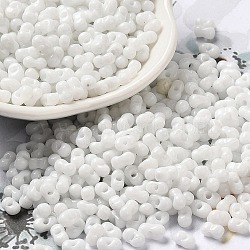 Baking Paint Glass Seed Beads, Peanut, White, 5.5~6x3~3.5x3mm, Hole: 1~1.2mm(SEED-K009-01A-25)