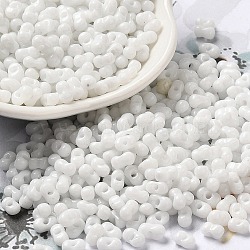 Baking Paint Glass Seed Beads, Peanut, White, 5.5~6x3~3.5x3mm, Hole: 1~1.2mm, about 3877pcs/pound(SEED-K009-01A-25)