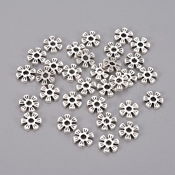 Alloy Spacer Beads, Flower, Antique Silver, 8x2mm, Hole: 1.6mm(PALLOY-R00742-AS-RS)