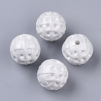 Spray Painted Opaque Acrylic Bead Rhinestone Settings, Round, White, Fit for 2.5mm Rhinestone, 20x19.5mm, Hole: 3mm