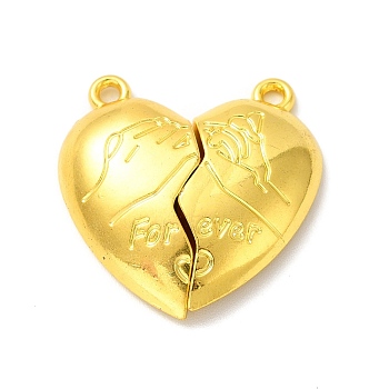 Alloy Magnetic Clasps, for Pendants Making, Heart, Golden, 25.5x25x6mm, Hole: 1.6mm, Half: 25.5x13x6mm